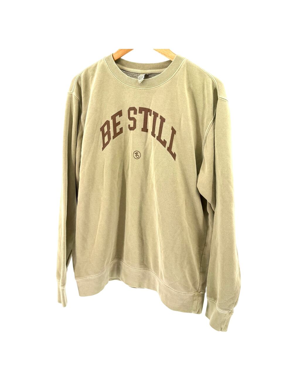 Independent Trading Company Beige Brown Be Still Graphic Crewneck Sweatshirt